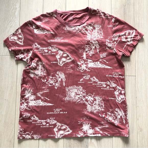J. Crew Other - J. Crew Slim Washed Hawaii Print T Shirt in Burnt Red Orange